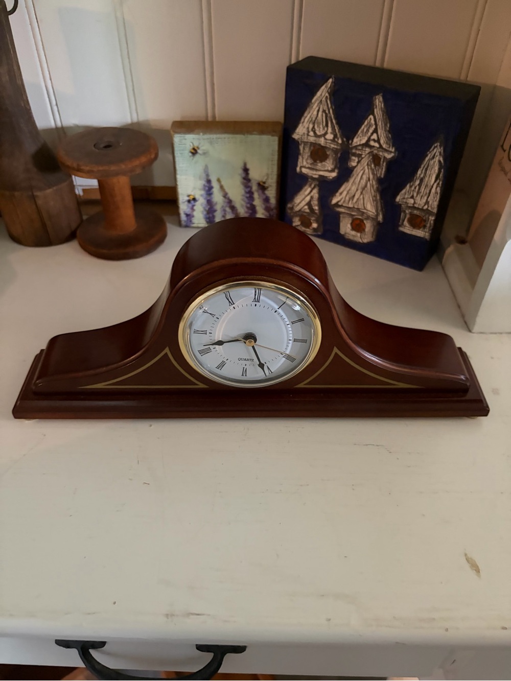 Vintage The Bombay Company Classic Mahogany Mantel Clock